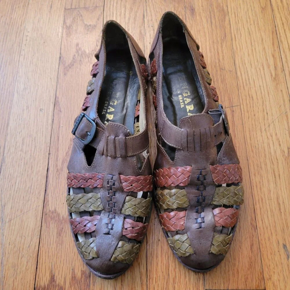 Zengara Brazil Braided Woven Leather 8.5D Sandals Vintage Fisherman Boho Strappy